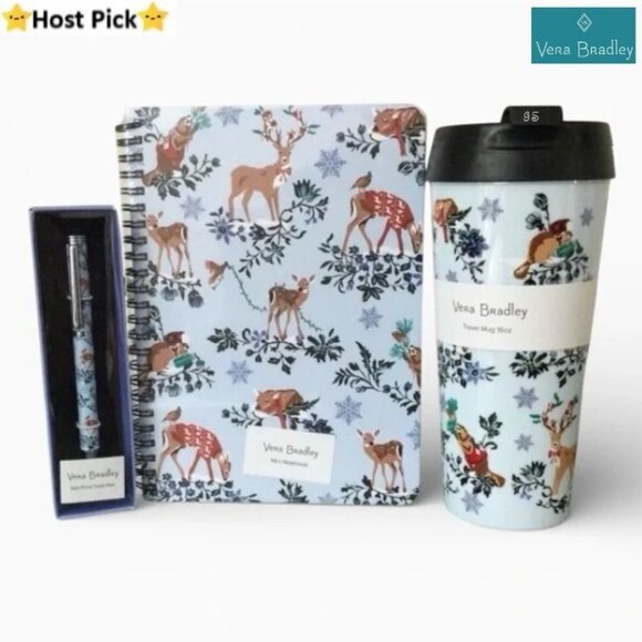 Vera Bradley Other - VERA BRADLEY Merry Mischief Snow Day 3‑Pc Set – Pen, Notebook, Travel Mug - NWT